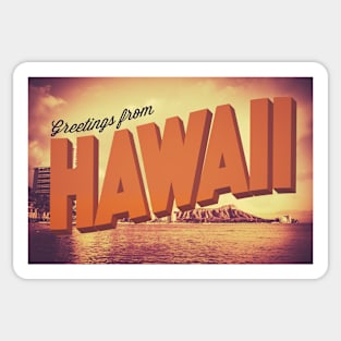 Retro Greetings From Hawaii Postcard Sticker